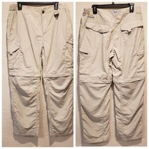 Columbia Tan Beige Omni Shade Sun Protection Convertible Pants sz 34W 30L